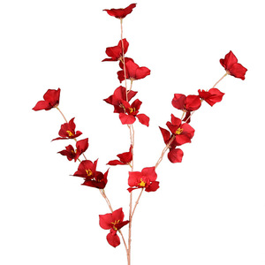 Branche de fleur artificielle en soie rouge réaliste pour décoration de mariage, allée et passerelle - Product Image 1