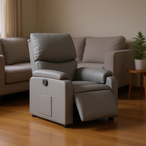 Sillón Reclinable Eléctrico de Piel Sintética Gris con Masaje Corporal Completo para Uso Doméstico - Product Image 2