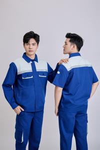 Nouveau haut vietnamien en mélange de coton et polyester FMF Ensemble de vêtements de travail de sécurité à manches longues bleu et gris pour femmes - Product Image 5