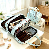 Sac de voyage en PU rigide pour maquillage, vente en gros d'usine, avec housse de protection pour trolley, organisateur de cosmétiques multi-compartiments, porte-pinceaux, personnalisable et portable