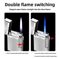 Briquet à cigare gonflable DEBANG en métal, double torche, double flamme commutable, gravure de logo personnalisée, briquet portable, cadeau