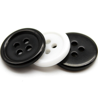 Style classique Bord rond fin Dos plat Bouton en résine de polyester plastique blanc noir Accessoires de vêtements Bouton de costume de chemise pour hommes