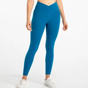 New gym fitness butt lift leggings seamless yoga running workout no camel toe high cross waist leggings