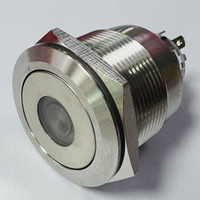 Interrupteur à bouton-poussoir métallique éclairé ZLQ25A-SWP11Z-DW36V-S, SPDT à verrouillage, IP67 IK10, boîtier en acier inoxydable, bouton plat