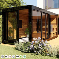 Sauna Comercial para Varias Personas, Casa de Spa de Madera para Exteriores, con Vidrio Resistente a Altas Temperaturas, Sauna Grande