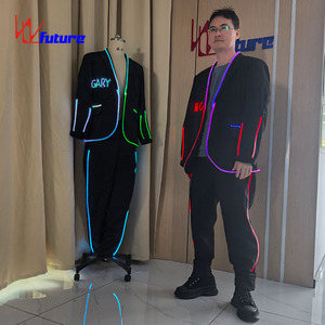 Costume lumineux LED pour <span class=keywords><strong>homme</strong></span>, ensemble veste et pantalon vert lumineux, nom personnalisé pour la scène de fête, DJ, club, <span class=keywords><strong>tenue</strong></span> de performance - Product Image 6