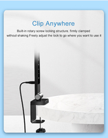 Lampes de bureau LED noires à bras flexible européennes, éclairage moderne, contrôle tactile à mémoire de forme, intensité réglable, pour bureau, étude, lecture
