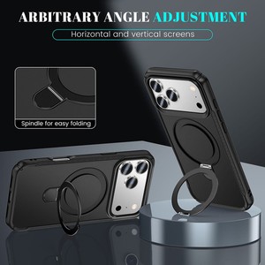 Senyork business metal <b>holder</b> magnetic stand phone case for <b>iPhone</b> 11 12 13 14 15 16 17 pro max four corner shock antislip cover - Product Image 2