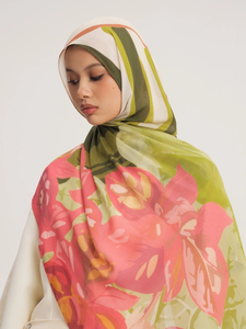 Nouveau hijab en modal imprimé ombré, motif tapis persan Paisley, longue écharpe châle pour femmes musulmanes, mode modeste, bleu bordeaux - Product Image 5
