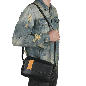 Laulisdon Men's Leather Crossbody <b>Bag</b> Black Cowhide Large Capacity Durable Everyday Use - Product Image 1