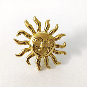 热销个性化黄铜笑脸太阳形拉手旋钮衣柜抽屉柜门拉手 - Product Image 1