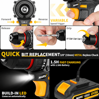 Perceuse électrique sans fil mini MARS OEM 21V avec batterie au lithium, mandrin en fer de 10 mm, couple maximal de 60 Nm, ensemble de perceuse à percussion de 135 pièces