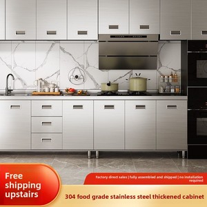 Mobile da <span class=keywords><strong>Cucina</strong></span> Moderno in Acciaio Inox 304, Installazione Senza Fili, Stoccaggio Integrato, Piano Cottura Compatto per Uso Domestico - Product Image 3