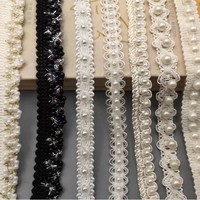 En stock, vente directe : Dentelle élastique à double rangée de perles, faite à la main, 4 cm, accessoires vestimentaires