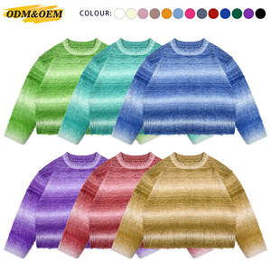 사용자 정의 로고 풀오버 모헤어 스웨터 긴 소매 크루넥 스트라이프 니트웨어 겨울 퍼지 캐주얼 점퍼 모헤어 니트 스웨터 남자 - Product Image 5