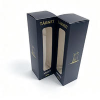 Emballage en carton mat personnalisé avec estampage à chaud doré pour bouteille en verre, boîte en papier à fond auto-verrouillant avec fenêtre transparente en PET