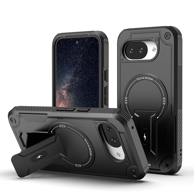 Magnetic Invisible Stand Armor Case for Google Pixel 10A TPU+PC Shockproof Protective Phone Cover for Google Pixel 9 10 Pro XL