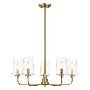 DB Dazzle Lustre à Cinq Lumières en Laiton Satiné Verre Ensemencé Clair Design Moderne pour Chambre D'hôtel Éclairage Blanc Chaud Source D'alimentation CA - Product Image 3