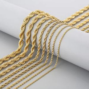 Rantai tali 3 MM baja tahan karat Uomo Oro massicio Acciaio inossitabile colana a Corda Ritorta 3mm - Product Image 2