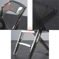 Chaise moderne pliable et empilable en acrylique transparent durable, portable, pour extérieur, jardin, hôtel, avec dossier