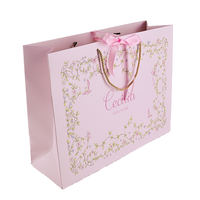 Sacs cadeaux en papier d'art recyclable rose de luxe avec logo personnalisé imprimé pour l'emballage de bougies et d'artisanat