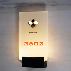 Visibilidad clara Retroiluminación LED Letrero acrílico Base Números de puerta Número de madera Número de acrílico Nombre Letrero electrónico - Product Image 4