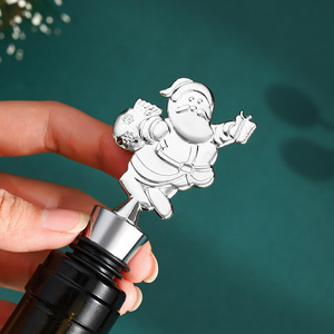 Christmas <b>Wine</b> <b>Stoppers</b> Zinc Alloy Decorative Santa Snowman Reindeer Bottle Seals Holiday Gift Set - Product Image 4