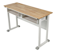 Bureau en bois massif avec filet à livres, double table