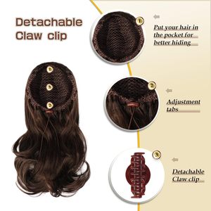 Extension de queue de cheval pré-collée de 13 pouces, longue et bouclée, avec pince à cheveux, aspect naturel, postiche synthétique pour femme, couleur claire - Product Image 4