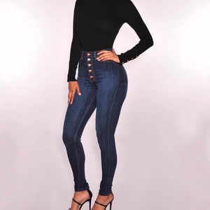 Jean slim taille haute boutonné pour femme, coupe sexy, extensible, <span class=keywords><strong>en</strong></span> denim, effet ventre plat, <span class=keywords><strong>pantalon</strong></span> crayon - Product Image 1