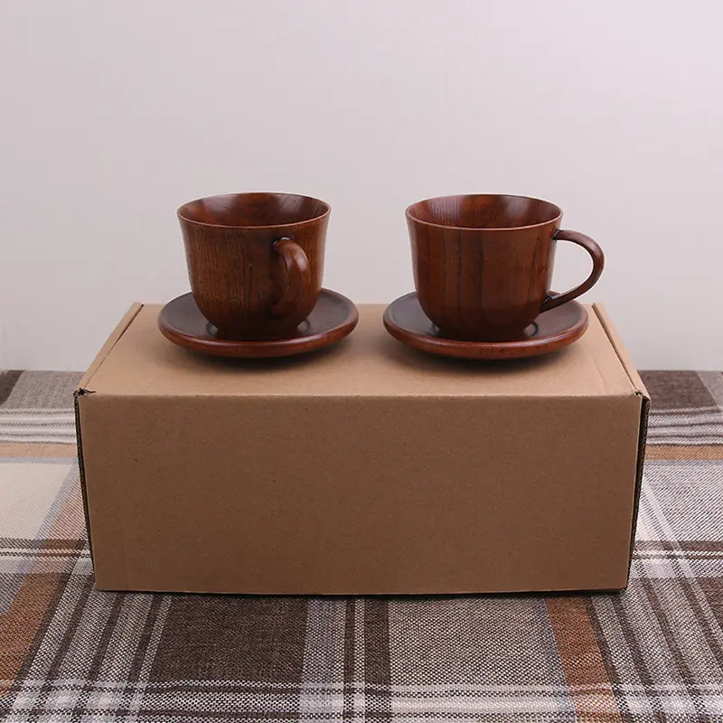 Juegos de tazas de té o café de madera, Jujube, a la venta, con mango
