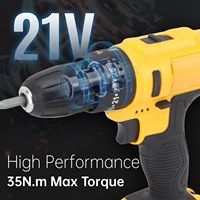 Juego de Taladro 3 en 1 Genérico con 2 Baterías, Luz de Trabajo LED, Control de Velocidad Continuo, 1280 RPM, 35 Nm de Torque Máximo para Proyectos en el Hogar y al Aire Libre