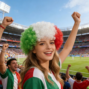 Perruque synthétique bouclée aux couleurs du drapeau national pour les matchs de football, perruque afro colorée pour les fans de football, cheveux bouclés Coupe du Monde - Product Image 1