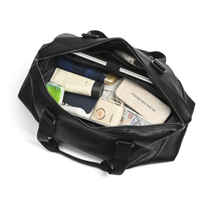 Leather Men's Commuter Handbag Large Capacity Black Solid Color Business Travel <b>Briefcase</b> Laptop Bag Soft Handle - Product Image 4