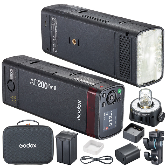 Godox AD200pro II 2.4G TTL Studio Strobe Flash 1/8000 HSS Outdoor Photography Pocket Flash Light with 2900mAh Lithium Battery