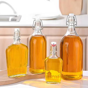 260ml 8.6oz <span class=keywords><strong>Flask</strong></span> xoay bảo lãnh Sing Top rõ ràng siêu Flint chai thủy tinh Snap Top dễ dàng mở End Giang tô nhà máy giá - Product Image 1