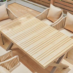 Ensemble de salle à manger d'extérieur en rotin et aluminium 6 pièces, meubles de patio en osier pour jardin, hôtel, parc, appartement, comprenant 1 table et 6 chaises - Product Image 6
