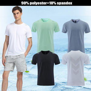 Venta caliente Medias de gimnasio de compresión de verano para hombres Camisetas de cuello redondo de secado rápido que debe <span class=keywords><strong>comprar</strong></span> para estudiantes universitarios y culturistas - Product Image 4