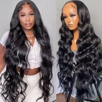 Perrque Complète Naturelle sans Colle de 30-40 Pouces en Cheveux Humains, Dentelle HD Suisse Transparente, Vendeurs Brésiliens 100% Cheveux Humains Ondulés Body Wave Lace Front Wig