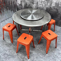 Table à manger pliante circulaire en acier inoxydable épais et moderne pour restaurant, hôtel, usage domestique - Durable et écologique