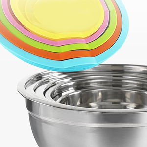 סיטונאי רב תכליתי בסיס מונע החלקה אחסון פירות ירקות אפייה נירוסטה ערבוב קערת סלט קינון סט עם פכטל - Product Image 6