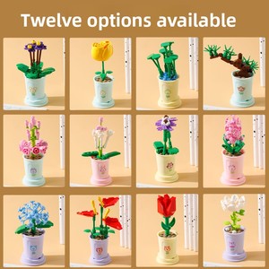 Blocs de construction compatibles pour petites pièces en plastique, jouets assemblés, ornements, bouquet de roses éternelles pour filles, anniversaire, fête des enseignants - Product Image 4