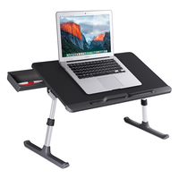Table de lit réglable multifonction pour ordinateur portable, plateau de lit en cuir PVC, Protection de l'environnement, livré avec tiroir de rangement, 1 pièce