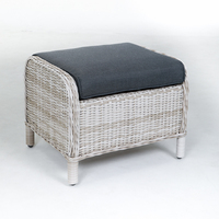 Joye Leisure Rattan Liegesofa 5-teiliges Set Outdoor Alu-Rahmen Garten-Liegestuhl Lounge-Möbel mit Ottoman und Kaffeetisch