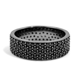 Anello in <span class=keywords><strong>Argento</strong></span> Nero con Zirconia Cubica, Trendy Anello Eternity con 4 Cerchi di Pietre per <span class=keywords><strong>Uomo</strong></span> e Donna - Product Image 1