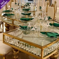 Nouveau style or cadre en acier inoxydable verre haut demi-lune S forme Table or pour la fête de mariage