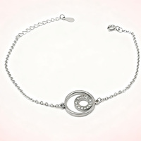 KAAN JEWELRY Einfaches Kreis-Armband aus 925 Silber mit Rhodium-Beschichtung und Zirkonia - Trendiges Geschenk für Partys, Frauen, Tägliches Tragen