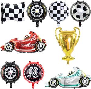 Nuevo Set de Globos de Aluminio con Temática de Carreras, Casco de Auto, Neumático, Rueda, Trofeo, Decoración para Fiesta de Cumpleaños de Niños al Aire Libre - Product Image 6