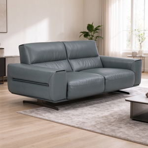 Sofá de Cuero de 2 y 3 Plazas con Respaldo de Dos Capas, Cojín Lumbar, Base en T, Patas de Metal Negro, Moderno, para Sala de Estar, Hotel, Villa, Dormitorio - Product Image 2