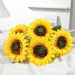 Tige unique de tournesol artificiel réaliste pour décoration intérieure, accessoire de photographie extérieure pour mariage, tissu de pagnes - Product Image 2
